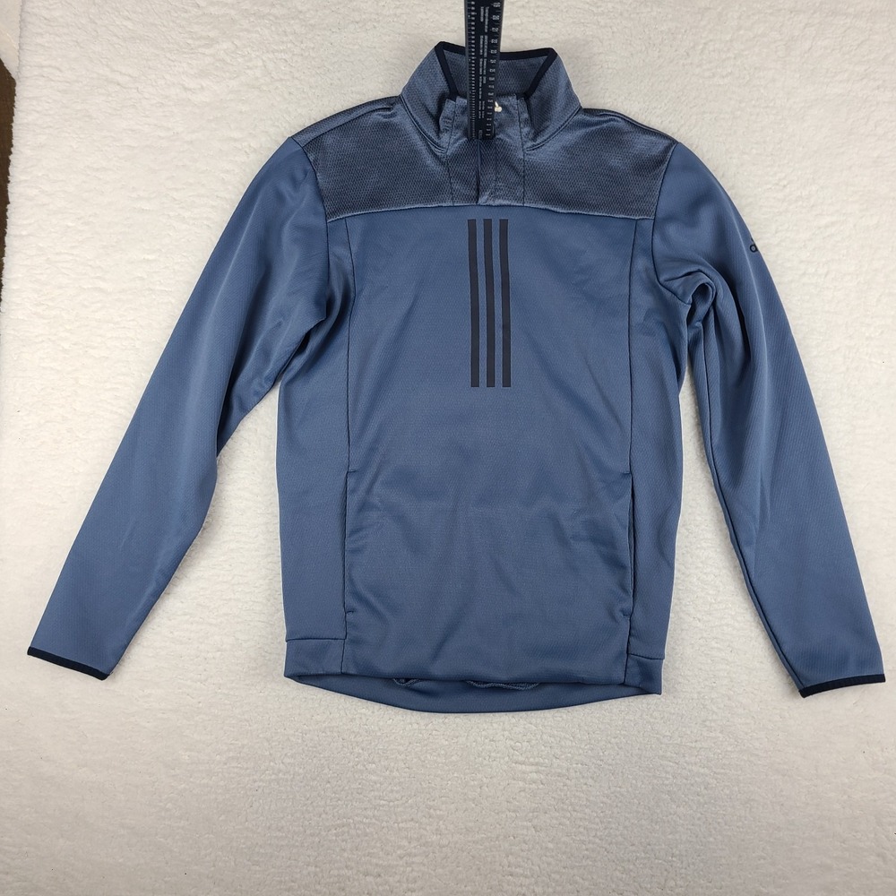 Adidas Sweater Mens Small Blue Climawarm Quarter Zip Performance Tech Golf